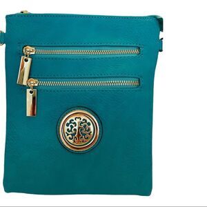 TEAL CROSSBODY WITH GOLDTONE ACCENTS